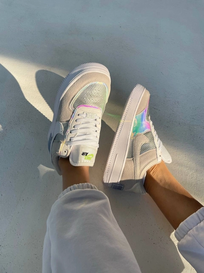 cba09516-e794-4111-9390-6767e8ac8f1d Кеди NIKE Air Force Shadow “Pure Platinum” шкіра та замша - Bild 1