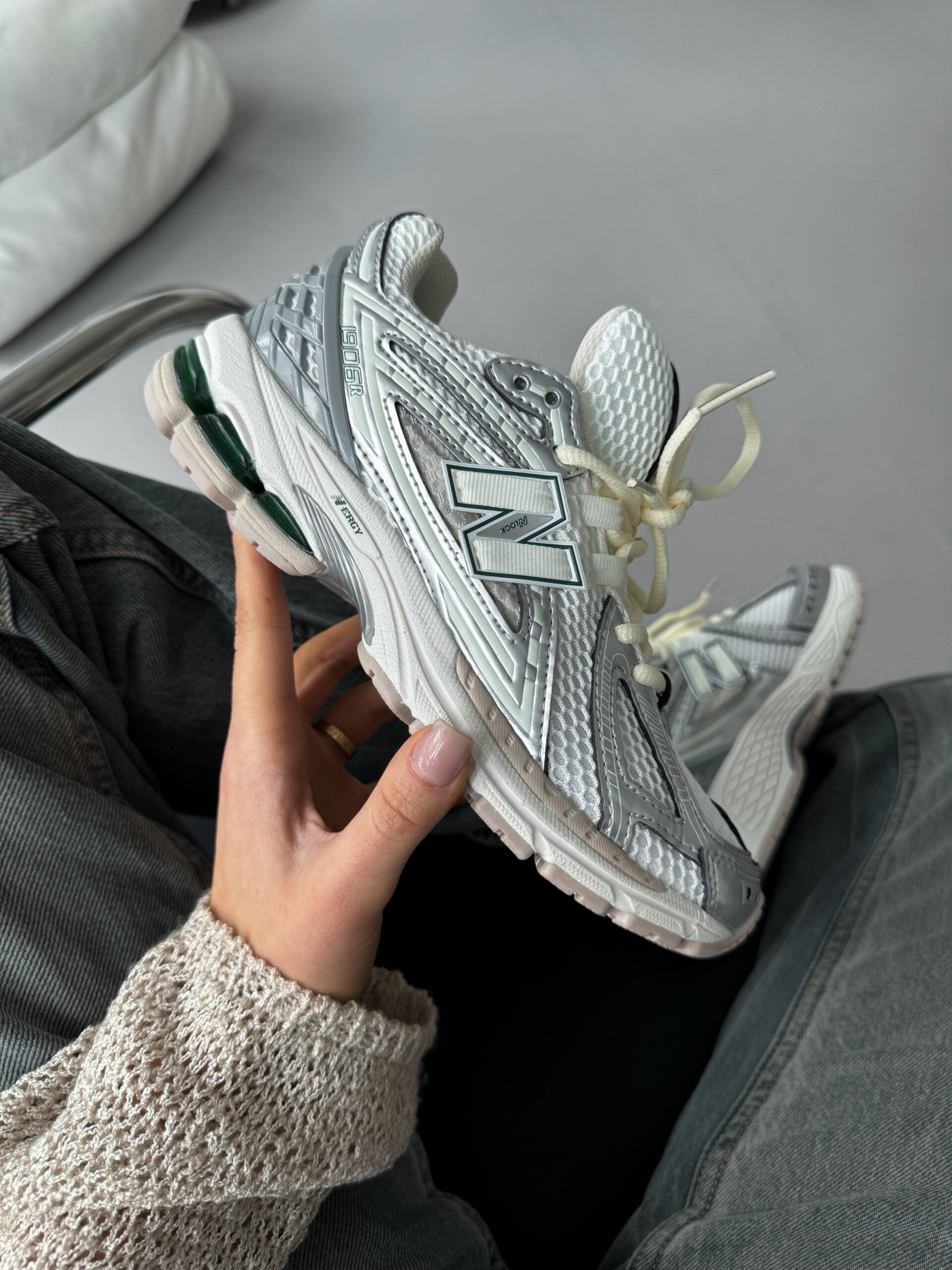 cbdc664d-eb84-4266-9ffa-7a31460174ba 1906r white/light Grey textile running shoes for comfort and style - Image 1