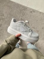 Prada Re-Nylon Bryshed White sneakers-leather and suede, premium style - Image 2