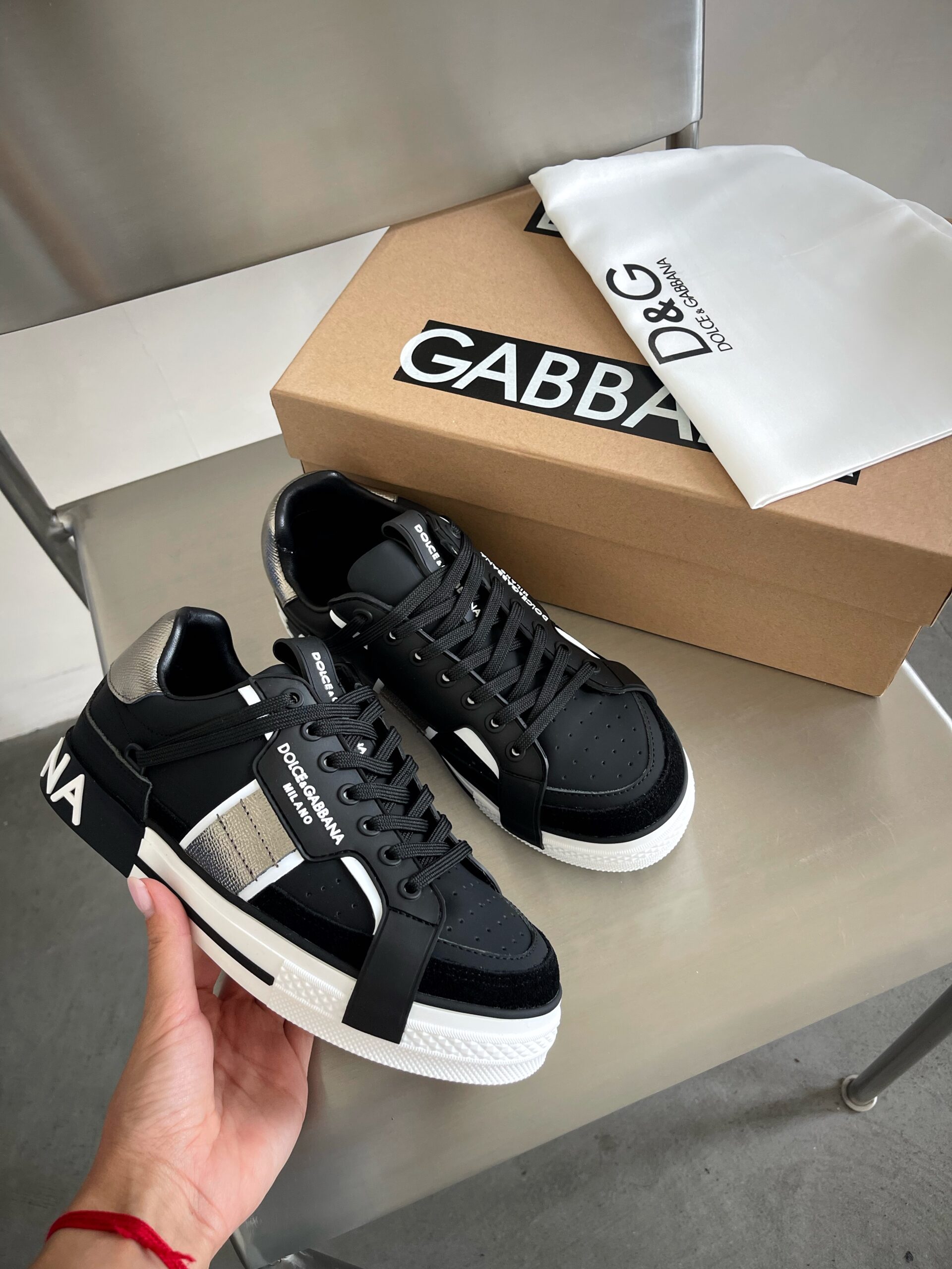 d7912c03-f650-45c9-9a3f-f18d012944f9 Tenisky DG Custom 2. Zero Black z kůže a semiše - Obrázek 1