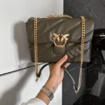 Borsa Pinko Puff Khaki-elegante borsa da donna in ecopelle
