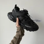 Track Black Premium leather running shoes black