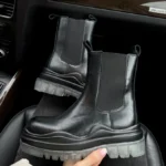 Чоботи Bottega Veneta Black Clear Sole — шкіряні зимові з флісовою підкладкою