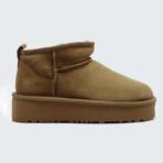 Чоботи UGG No Name Khaki Platform з натурального хутра та замші - obrazek 2