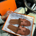 Капці Hermes Oran Slippers шкіряні жіночі бежеві