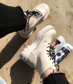 Bottes No Brand Beige-bottes d'automne et d'hiver en cuir pour femmes – Image 2