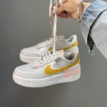 Nike Air Force shadow light Grey/Yellow ādas čības-stils un komforts