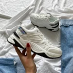 M2K valkoiset tennarit-Naisten tekstiili ja ekonahka, tyylikäs rento