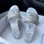 Капці у стилі Dior Sandal White/Grey — легкі текстильні капці