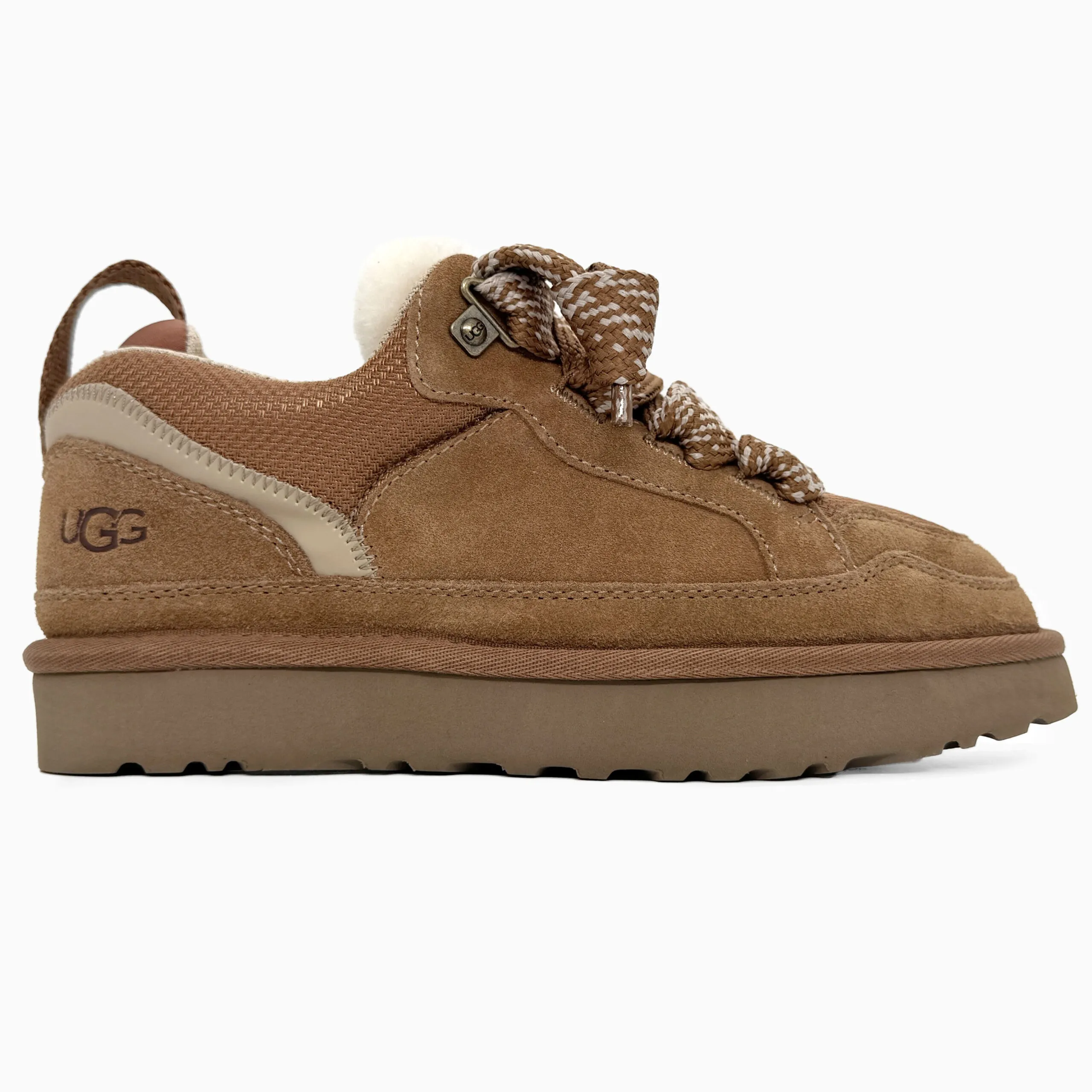 Sneaker UGG Lowmel Sneaker Chestnut-Wildleder und Pelz, isoliert – Bild 1