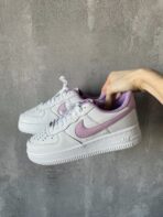 Кеди Air Force 1 Low White Violet — жіночі шкіряні стильні кроси