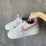 Кеди Air Force 1 Low White Violet — жіночі шкіряні стильні кроси