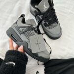 Air JORDAN RETRO 4 x CACTUS JACK Grey/Black running shoes-premium leather