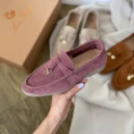 Mocassins Loro Piana Bordo Premium-mocassins élégants en daim pour hommes