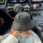 Prada tekstil panama lue for stilig solbeskyttelse