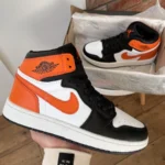 Air Jordan Retro 1 black Orange sneakers-leather black with orange