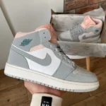 Jordan 1 Retro Grey Pink - baskets élégantes en cuir pour femmes