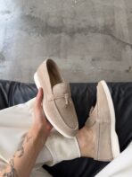 Mokasíny Loro Piano Beige-semišové dámské stylové