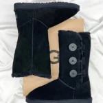 Черевики UGG Bailey Button Triplet II Black зі замші та хутра