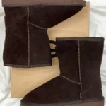 UGG Classic Short Dark Brown — замшеві короткі чоботи з хутром