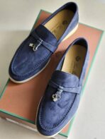 Mokasíny Loro Piano Blue - stylové semišové dámské mokasíny - Obrázek 2