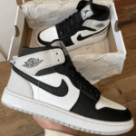 Scarpe da ginnastica Air Jordan Retro 1 Black Grey-eleganti scarpe da ginnastica in pelle