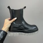 Чоботи Bottega Veneta Black Clear Sole шкіряні жіночі без логотипу
