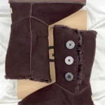 Чоботи UGG Bailey Button Triplet II High Brown замшеві з хутром