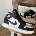 Air Jordan retro 1 Black White Grey čības - ādas stilīgas čības