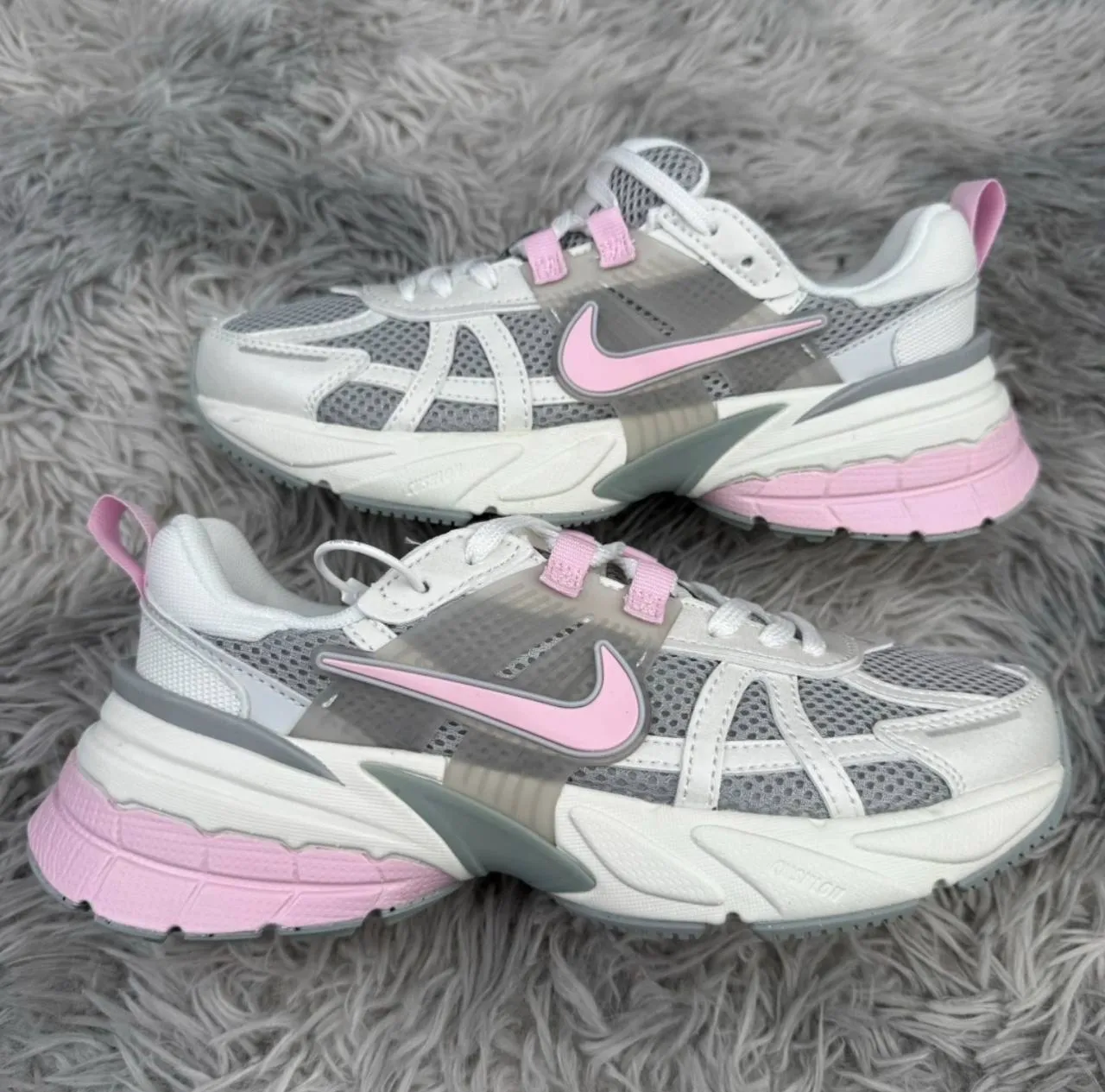 Nike V2K Runtekk white Grey Pink sneakers-mesh, stylish and lightweight - Image 1