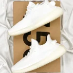 Sneakers 350 Cream White-sneakers bianche in tessuto con rete