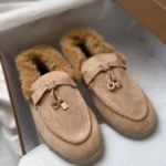 Loafers Loro Piana Beige Fur eco-suede women's premium