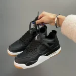 Кросівки AIR JORDAN RETRO 4 Black/Brown Sole – шкіряні преміум