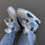 Кросівки AIR JORDAN RETRO 4 Industrial Blue – шкіряні, преміум