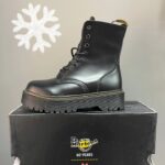 Чоботи Dr. Martens Jadon Black FUR – шкіряні зимові з хутром ❄️