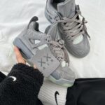 Premium Semsket AIR JORDAN RETRO 4 X KAWS GRÅ Sko