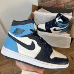 Kedas Nike Air Jordan 1 Retro Blue-stilīgas ādas augstās botas