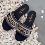 Капці CHRISTIAN DIOR Dway Slide Navy Blue шкіра/текстиль