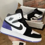 Air Jordan retro 1 Black Violet White čības-ādas un zamšādas čības